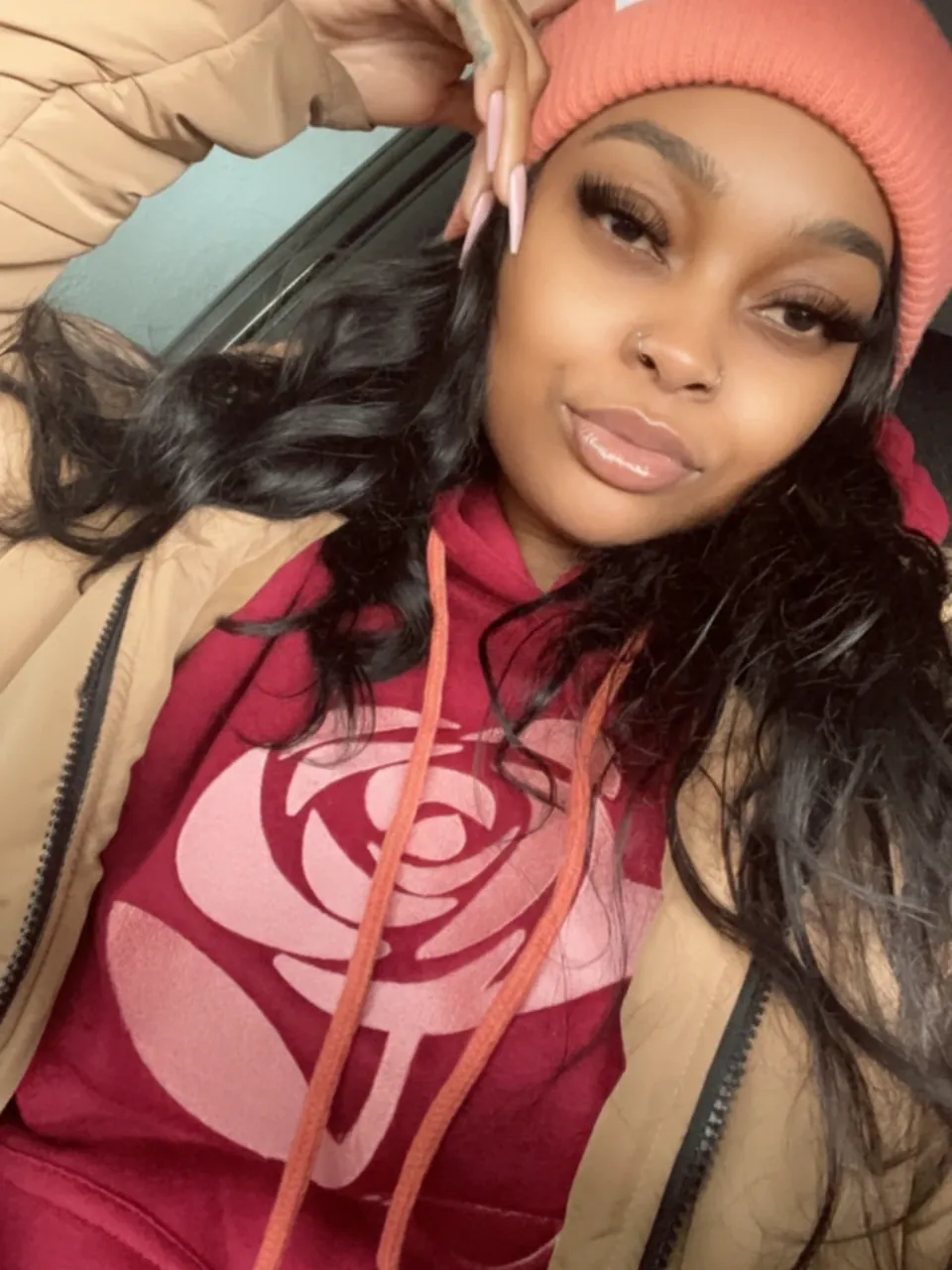 Rose hoodie and beanie