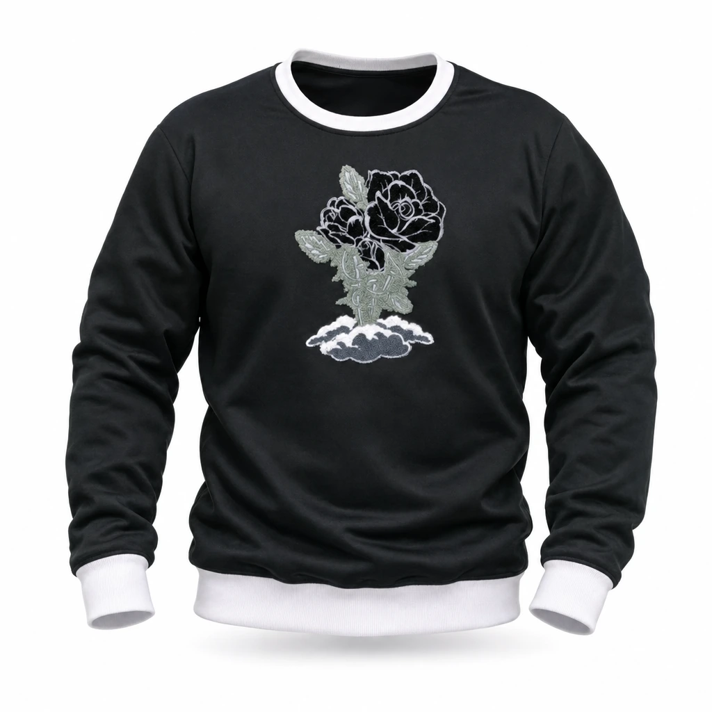 BLACK Rose Crewneck — front