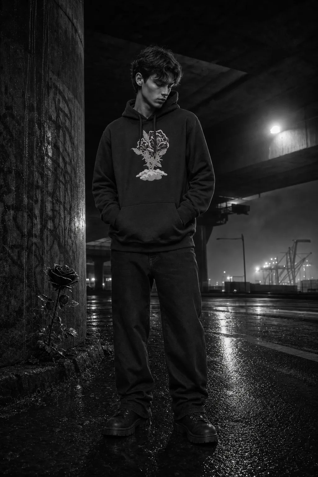 BLACK Rose Hoodie — alt