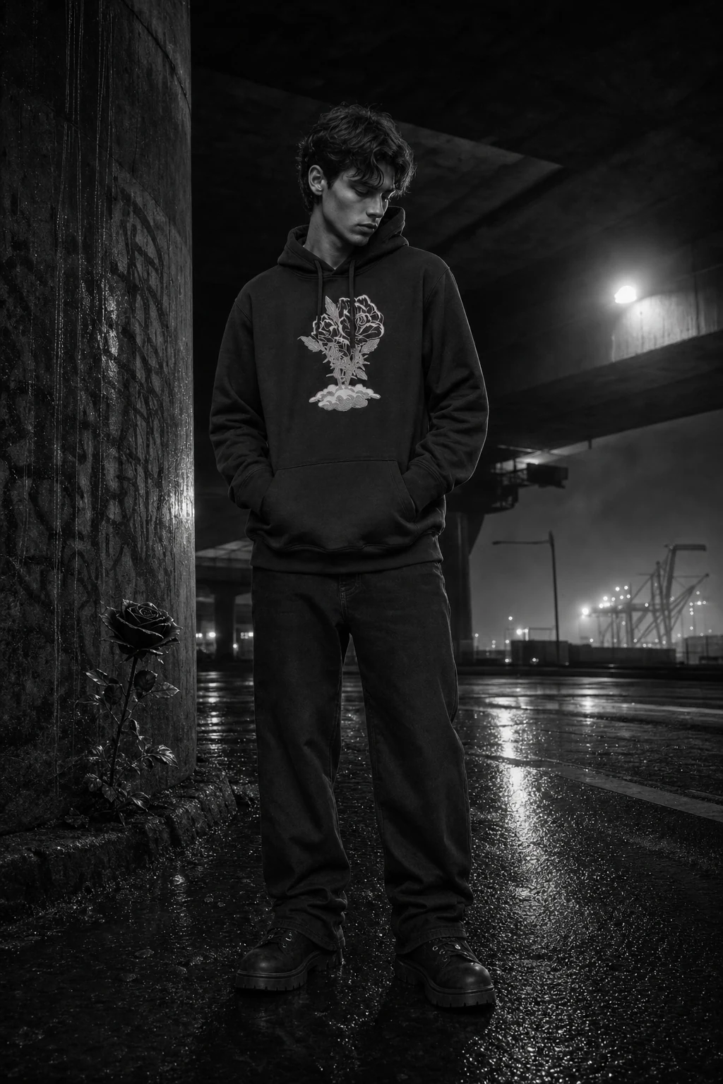 BLACK Rose Hoodie — front