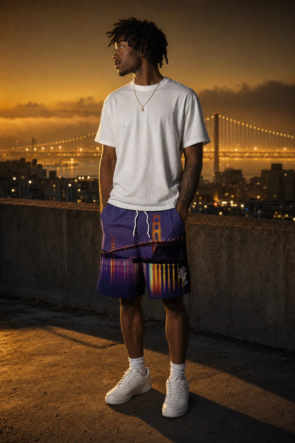 The Bridge Series 'Stay Golden' Shorts — front