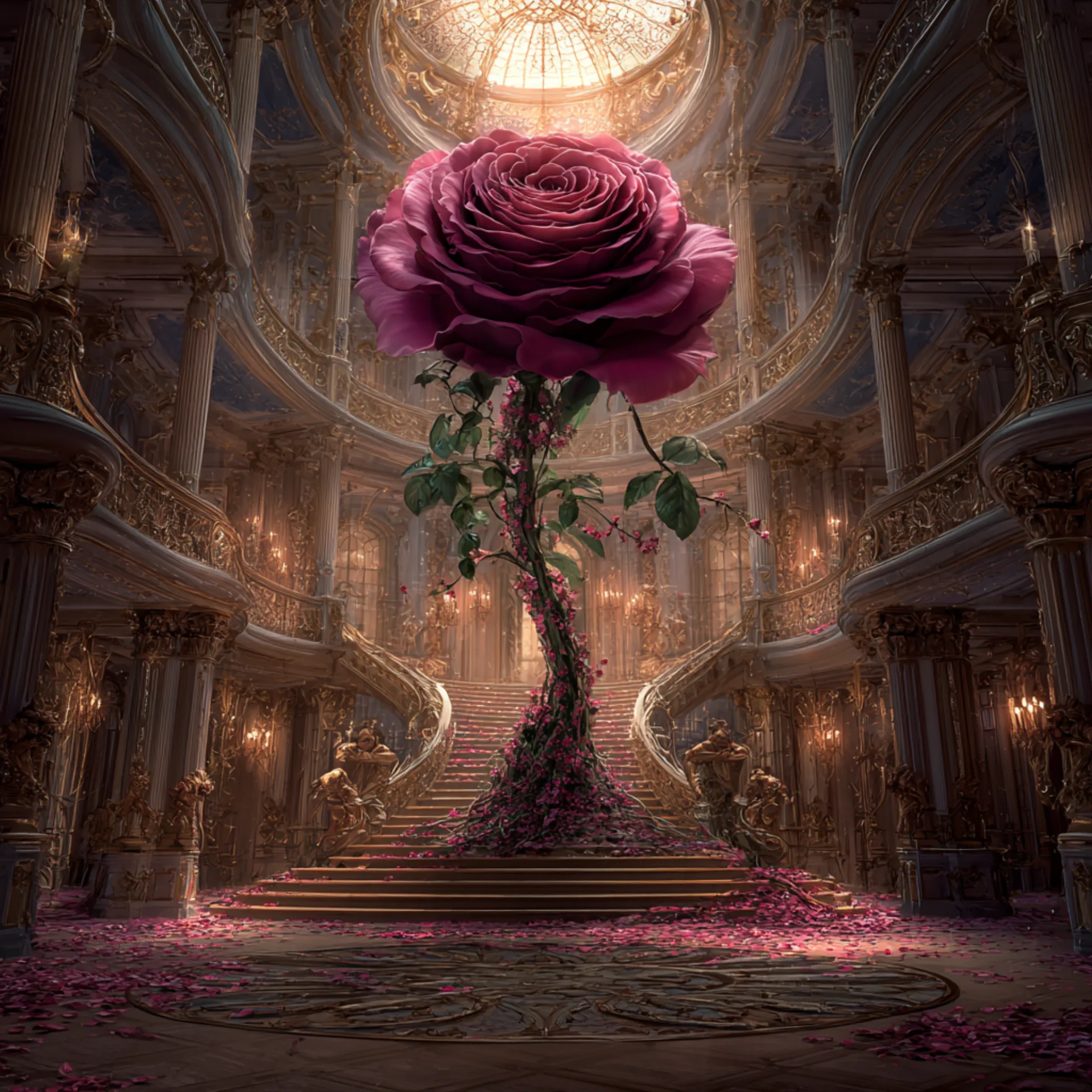 Love Hurts giant rose staircase lookbook